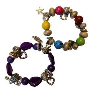 STRETCH Beaded Charm Bracelets Set of 2